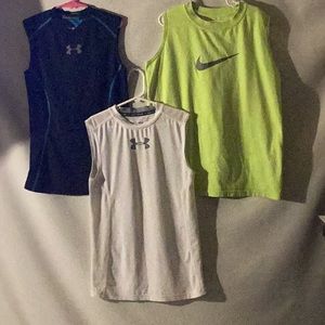 Nike lemon & Under Armour black & turquoise & white jerseys teen boys size # M .